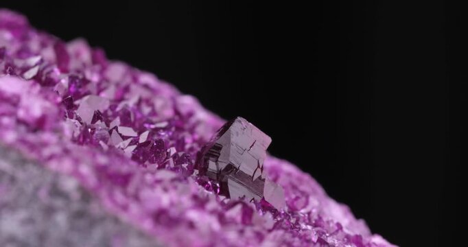 k&auml;mmererite (Chromium-bearing Clinochlore) footage. From Kop Krom mine, Kop Daglari, Turkey. macro footage detail texture background. close-up mineral crystal unpolished semi-precious gemstone
