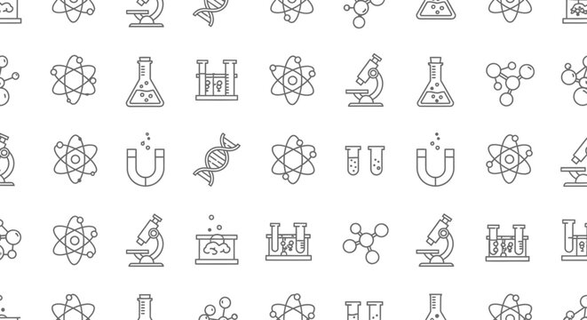 Collection of Simple Scientific Icons and Symbols.