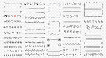 Obraz premium Collection of Hand Drawn Decorative Borders and Dividers.