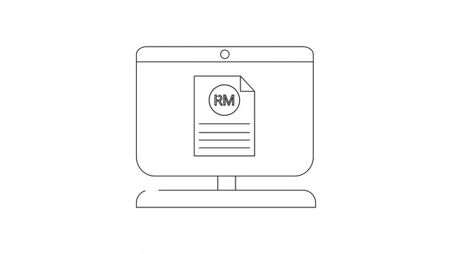 Computer Screen Displaying RM Document Outline Icon Animation.