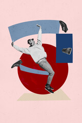 Vertical sketch image photo art collage of happy girl dance dancehall celebration weekend shopping...