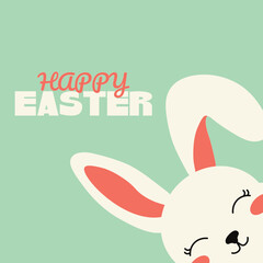 Happy Easter poster. Trendy Easter design with typography, modern minimalist style. Greeting card, website header. © Iuliana