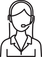 Obraz premium Hand Drawn Female Customer Service Agent Black and White Avatar Illustration in Minimal Line Art Style Design