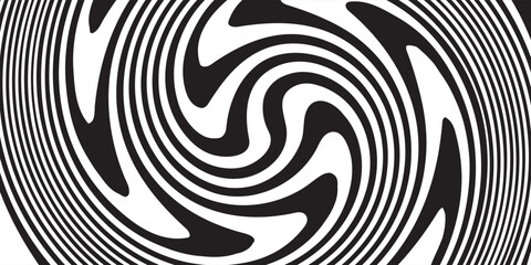 Fototapeta premium Black and white striped liquid paint effect vector seamless pattern. Wavy psychedelic background of moving liquid. Modern zebra backdrop. Groovy 1970s style.