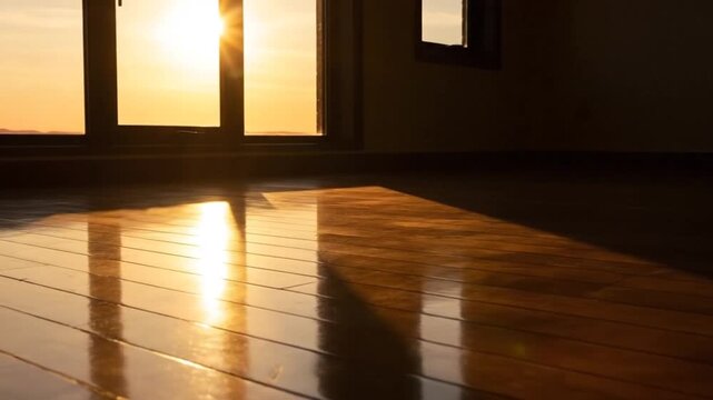 Golden Hour Reflections - A Serene Interior Scene.