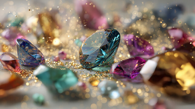 AI generator images of selection of high-quality gemstones, including those with vibrant colors and brilliance, and the removal of any imperfections, results in high prices.