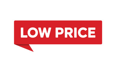 Fototapeta premium A bright red label displays the text low price in white lettering