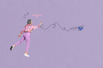 Creative full artwork pop collage of happy blogger girl guy stand heart icon doodle social media...