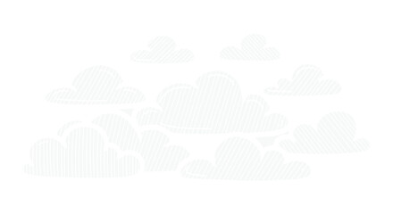 Set of Minimalist Stylized White Vector Clouds with Dotted Texture Isolated for Design isolated PNG with Transparent Background