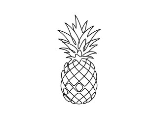 Obraz premium A minimalist continuous one line drawing of a pineapple fruit, ideal for modern home decor, branding, and graphic design projects.
