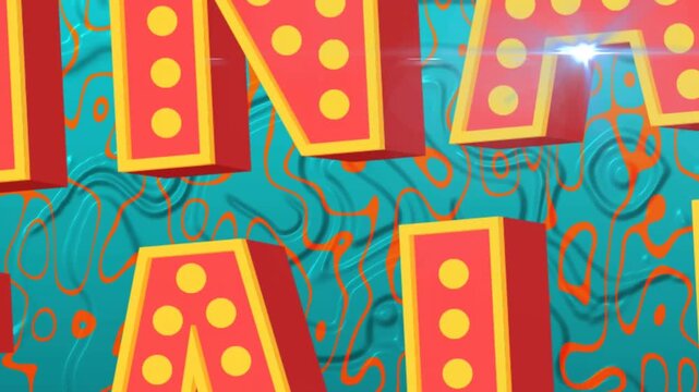 Animation of finale sale text on orange pattern over blue background