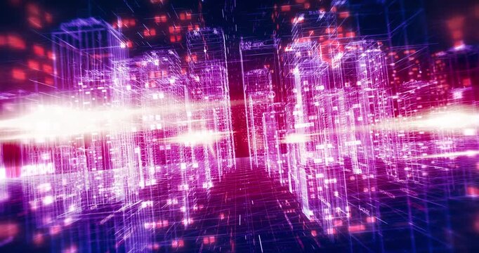 Global connectivity animation from smart city to digital earth. Technology Related 3D Animation.