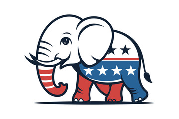 Obraz premium A cartoon elephant icon with a patriotic American flag design