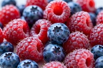 a pile of berries sitting on top of a white plate