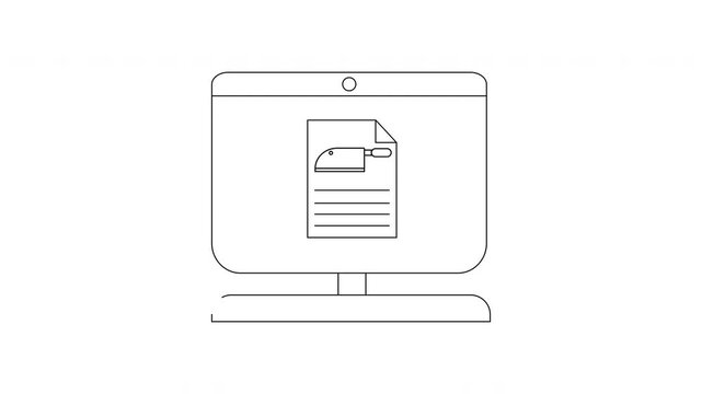 Computer Screen with Document Outline Icon Animation.