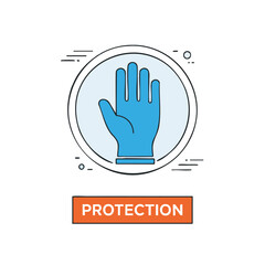 Obraz premium Illustration of a blue glove symbolizing general protection