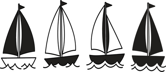 Four sailboats on water with different sail configurations © Creative AlAmin 2.0