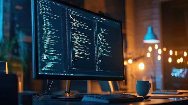 Computer code monitor night