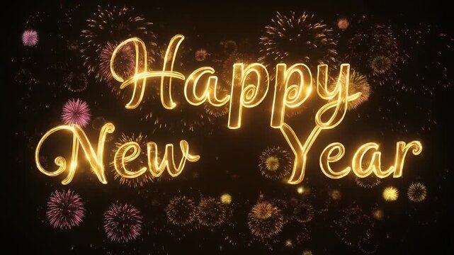 Happy New Year Fireworks Celebration Night.