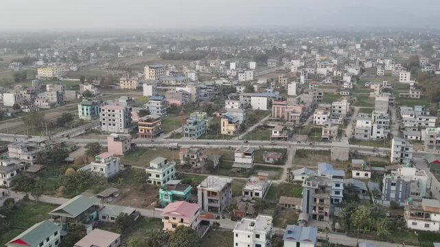 Aerial Drone View of Jhapa City, Nepal | Urban Landscape of Eastern Terai