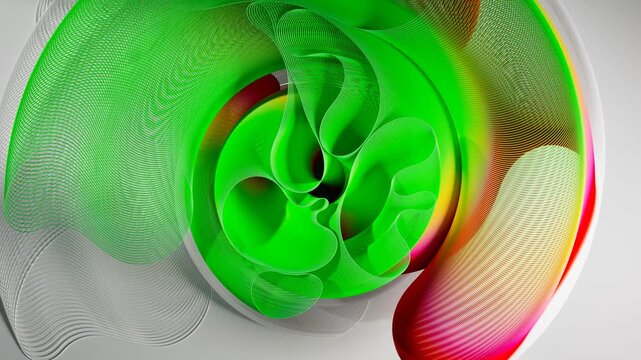 3d render of abstract art, video animation of surreal circles, ropes on a curve, wavy organic lines, forms in a deformation transformation process in purple and white, and blue gradient color