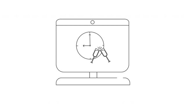 New Years Eve Countdown on Computer Screen Animation.