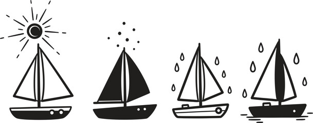 Four sailboats in different weather conditions © Creative Farid