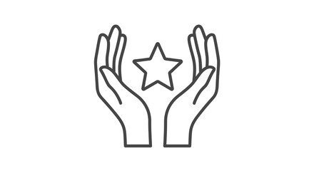 Fototapeta premium Open Hands Holding Star Icon Vector Illustration, Symbol of Achievement, Success, and Recognition, Minimalist Graphic for Concepts