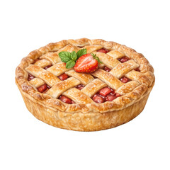 PNG Delicious strawberry pie illustration.