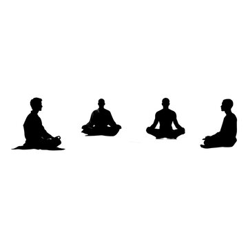 phlegmatic personality type black silhouette of a calm person sitting in relaxed posture isolated on white background
