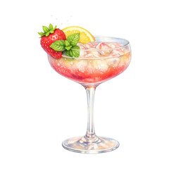 PNG Refreshing cocktail with strawberry garnish.