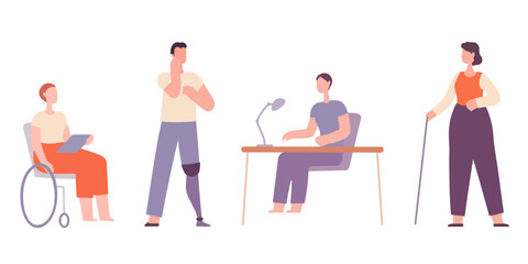 Fototapeta premium Diverse people character set of different occupations, ages and disabilities in flat vector style