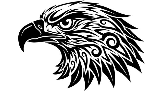 Bold eagle profile in black and white tribal art style isolated design