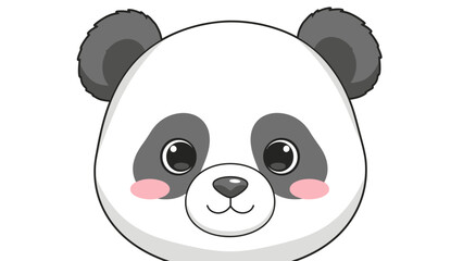 Fototapeta premium Cartoon panda face on white background illustration for design concept