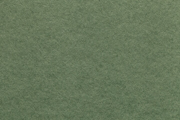 Fototapeta premium Olive green textured paper background with subtle grain surface and soft structure. Sage backdrop, macro