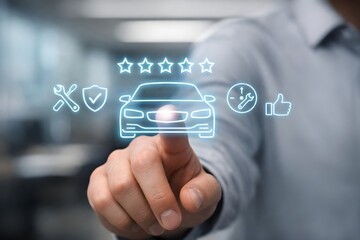 Obraz premium Car Insurance and Quality Rating Concept with Digital Icons