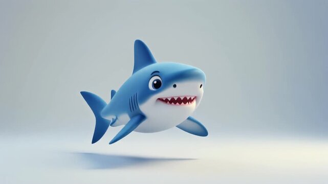 Cute smiling baby shark animated video