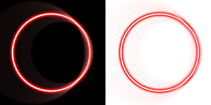 bright red neon, circular ring frame, glowing circle border, neon lighting effect, empty center space, isolated neon ring,futuristic glow frame, red light ring, modern border design