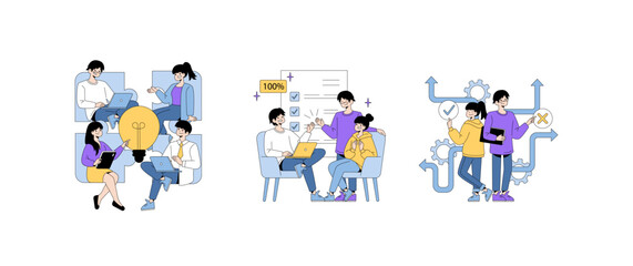 Fototapeta premium Collaborative Teamwork in Creative Concept Vector Illustration