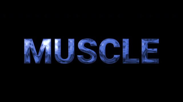 muscle blue text animation