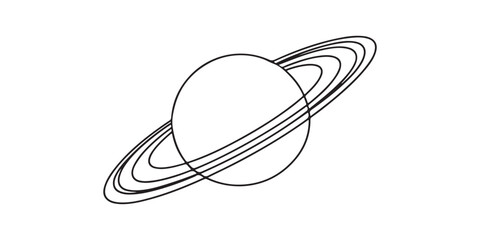 Continuous one line drawing Saturn Planet. Vector illustration, Continuous one line drawing planet Saturn. space concept. Single line draw design vector graphic illustration, © MOHAMMAD