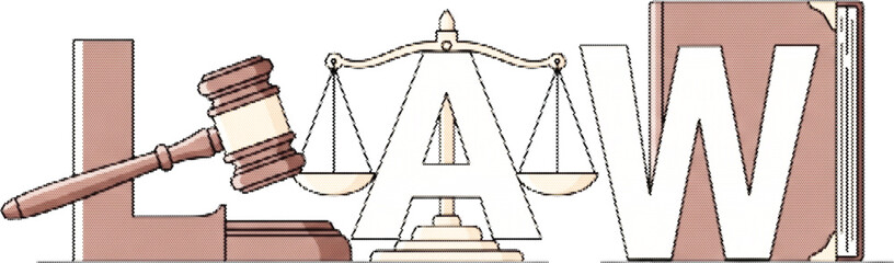 Law Justice Legal Halftone Typography Vector Alphabet with Black and White Decorative Letters