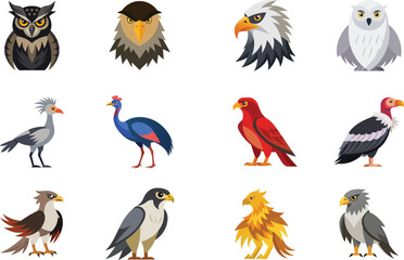 Fototapeta premium Vector illustration of 12 violent Bird 