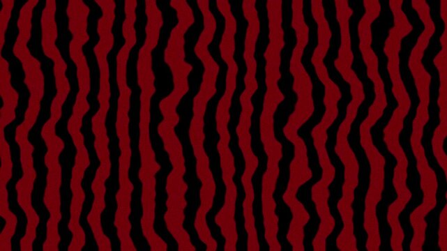 Red and black wavy stripe animation with organic ripples and high contrast abstract texture