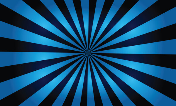 Electric blue and dark black rays spread from the center creating a compelling visual design