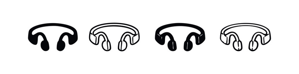 Over-Ear Headphones Icon Set with Hand-Drawn Style Vector for Audio and Music Devices
