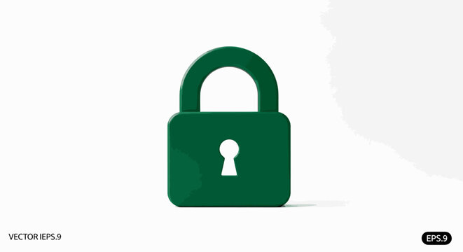 Green padlock icon symbolizing security, safety, privacy, and protection against unauthorized access