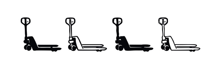 Pallet Jack Hand Pallet Truck Icons Set for Warehouse Logistics © liubomir118809