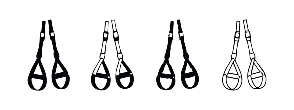 TRX Suspension Trainer Icons Set for Fitness and Bodyweight Workout