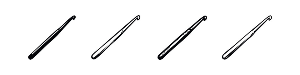 Classic Crochet Hook Tool Icons Set